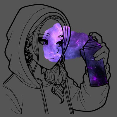 a realistic girl, spray painting