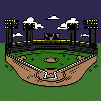 simple drawing of baseball field