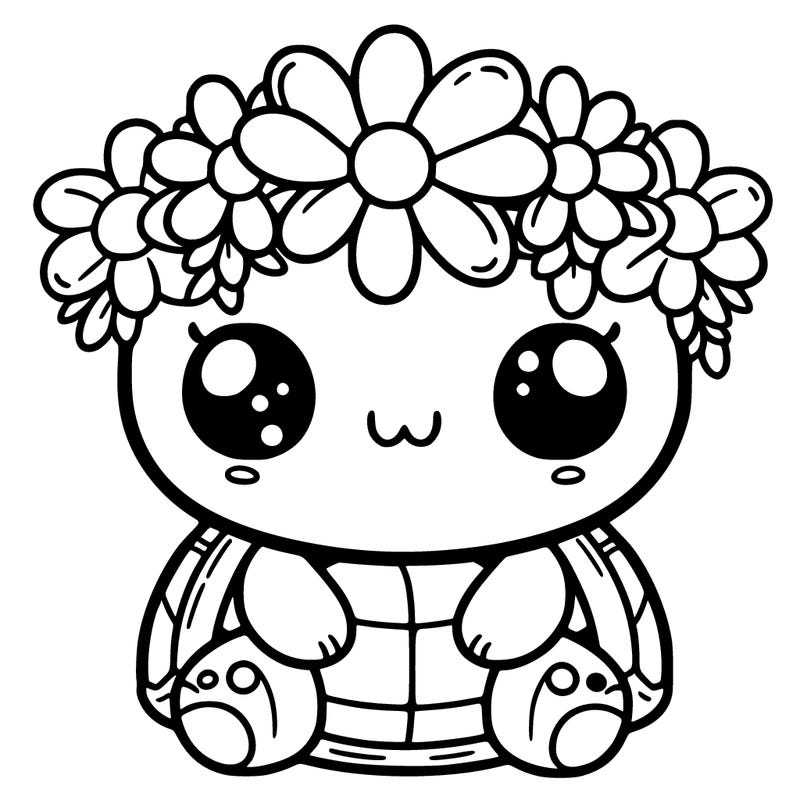 a cute turtle with a flower crown