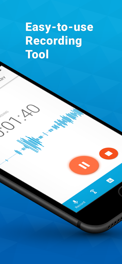 Podomatic Podcast Recorder - Aufnahmeoberfläche der Podomatic Podcast Recorder App mit Wellenform und Aufnahmetimer