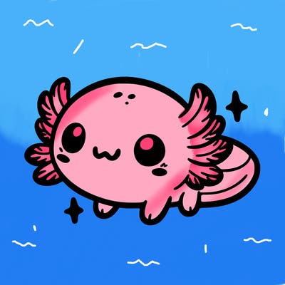 cute easy baby axolotl