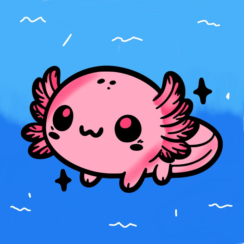 cute easy baby axolotl