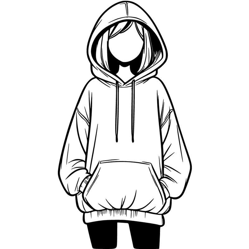 realistic girl with oversized hoodie and leggings