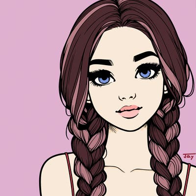 realistic girl with braids