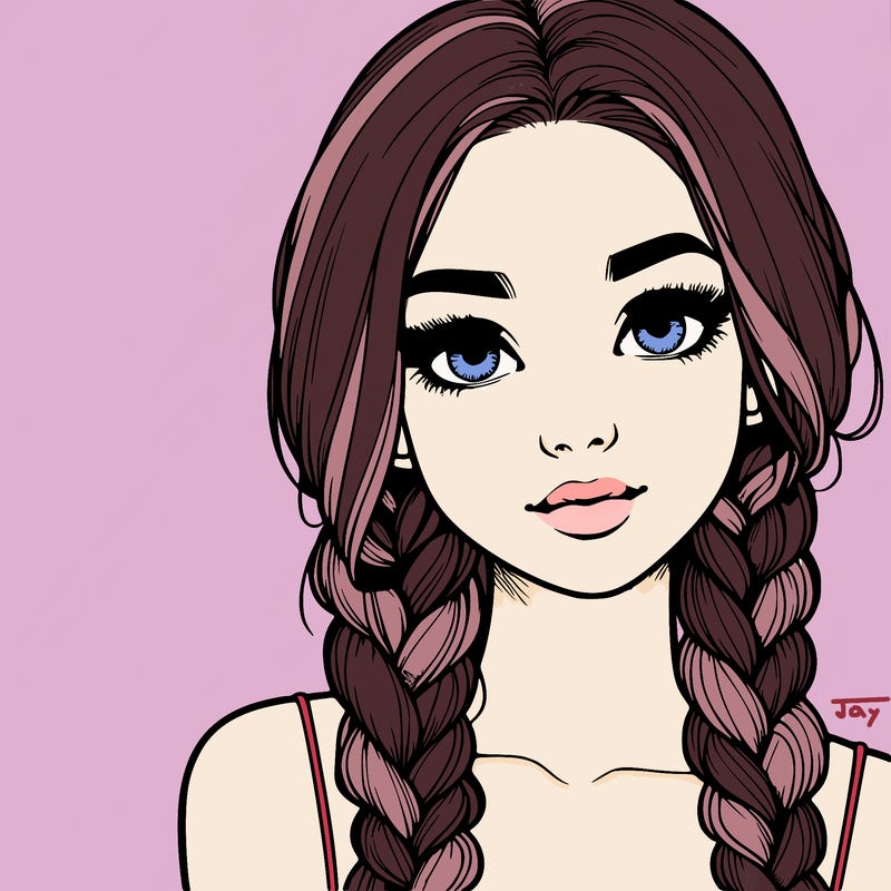 realistic girl with braids