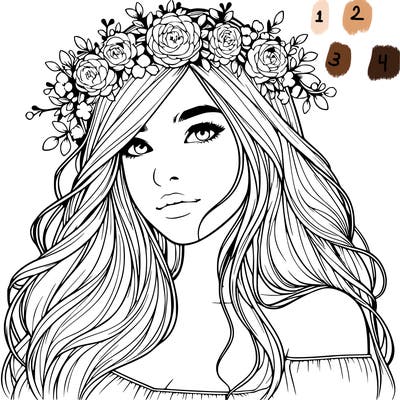 realistic girl with flower crown