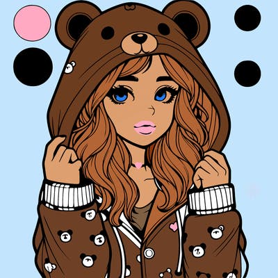 realistic girl in a animal pjs hoodie