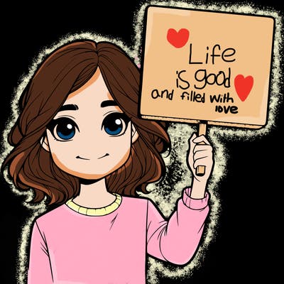 realistic girl holding up a sign