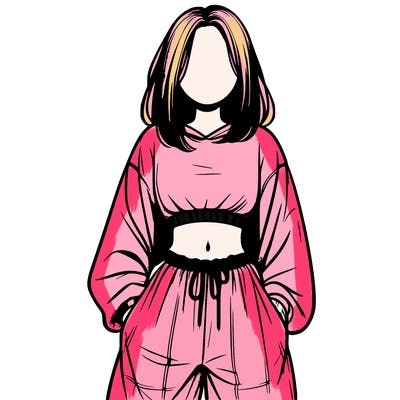 realistic girl faceless with baggy pants and a crop top