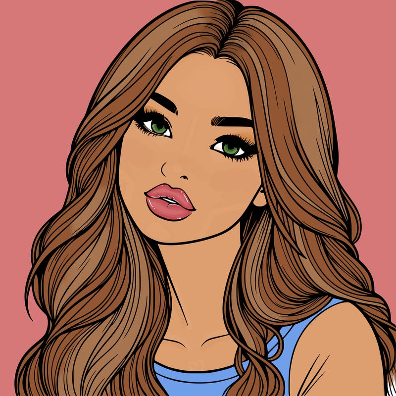 realistic girl with hair on her hair and lips