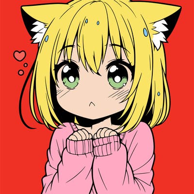 shy anime catgirl
