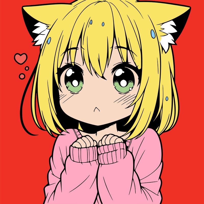 shy anime catgirl
