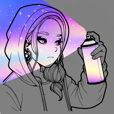 a realistic girl, spray painting