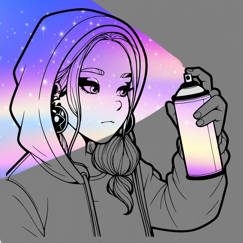 a realistic girl, spray painting