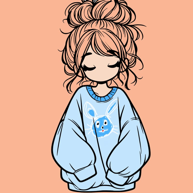 girl with baggy sweatshirt and messy bun