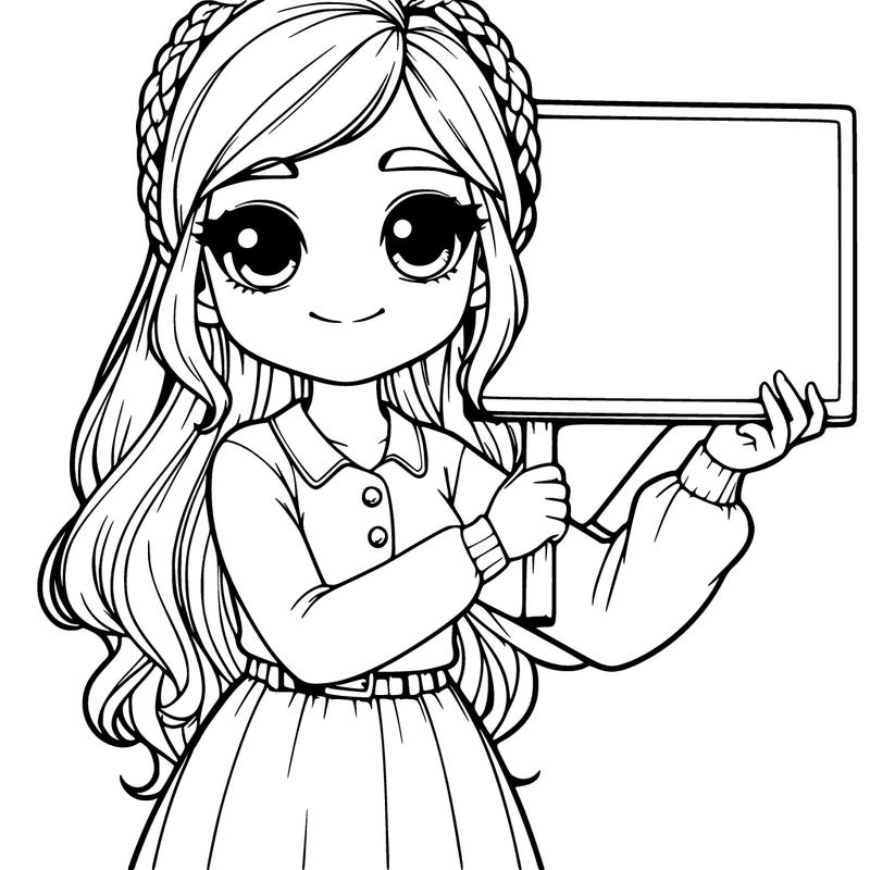 realistic girl holding up a sign