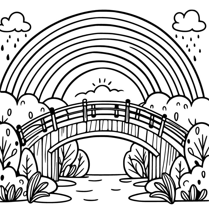 a rainbow over a bridge