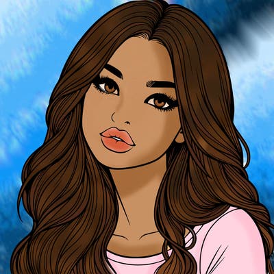 realistic girl with hair on her hair and lips