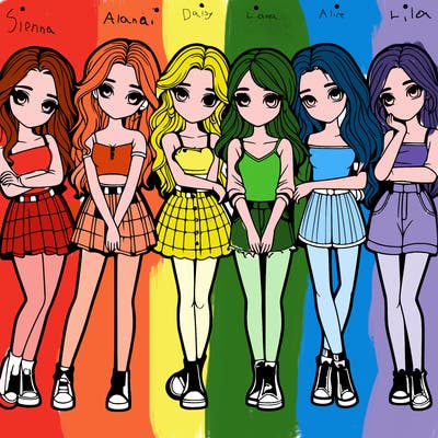 a group of girls realistic