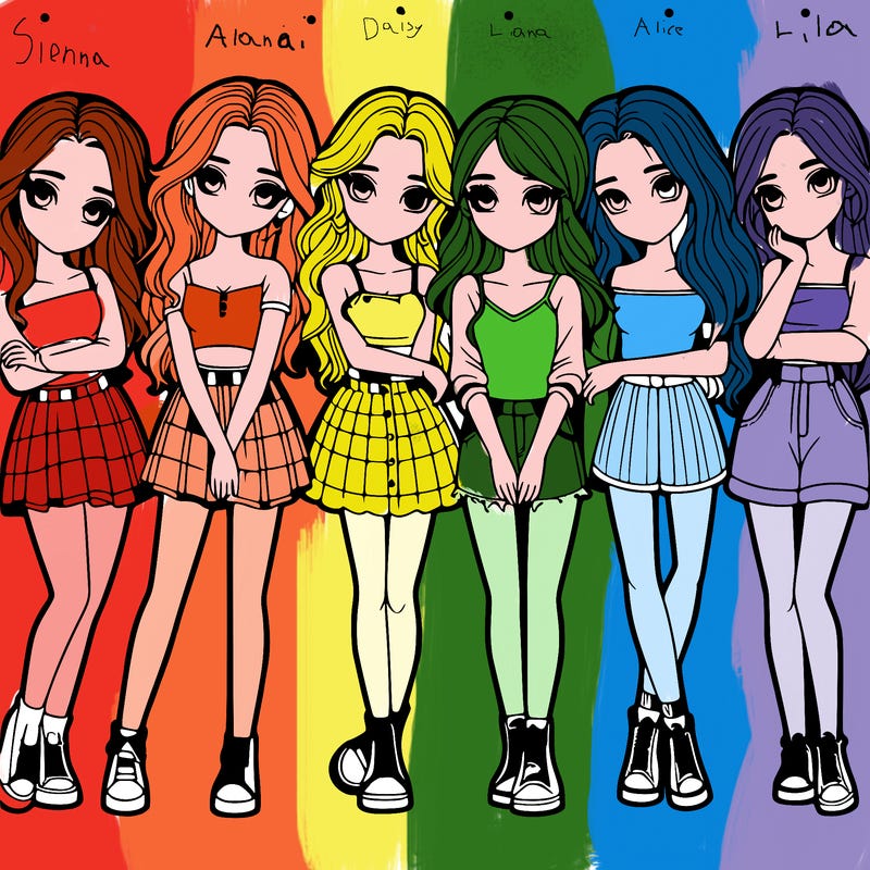 a group of girls realistic