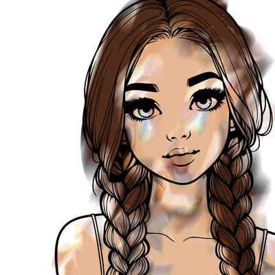 realistic girl with braids