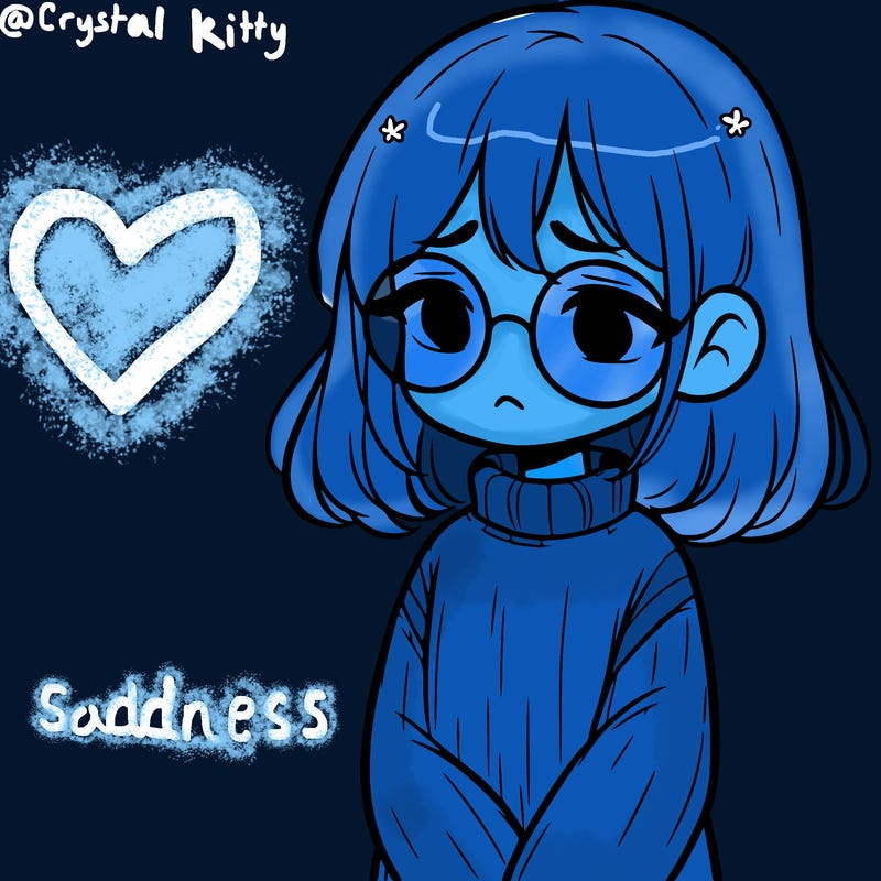 sad girl with glasses in a sweater