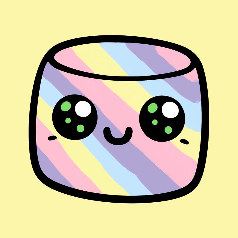 marshmallow with cute eyes