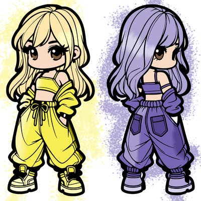 girl in crop top and baggy pants