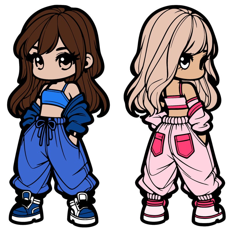 girl in crop top and baggy pants