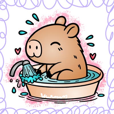 capybara taking a bath