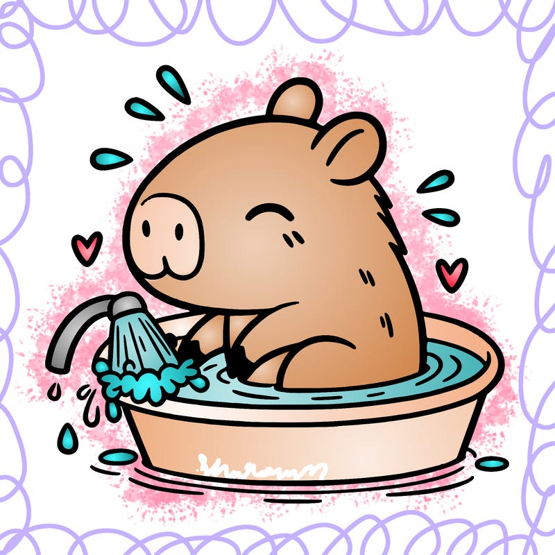 capybara taking a bath
