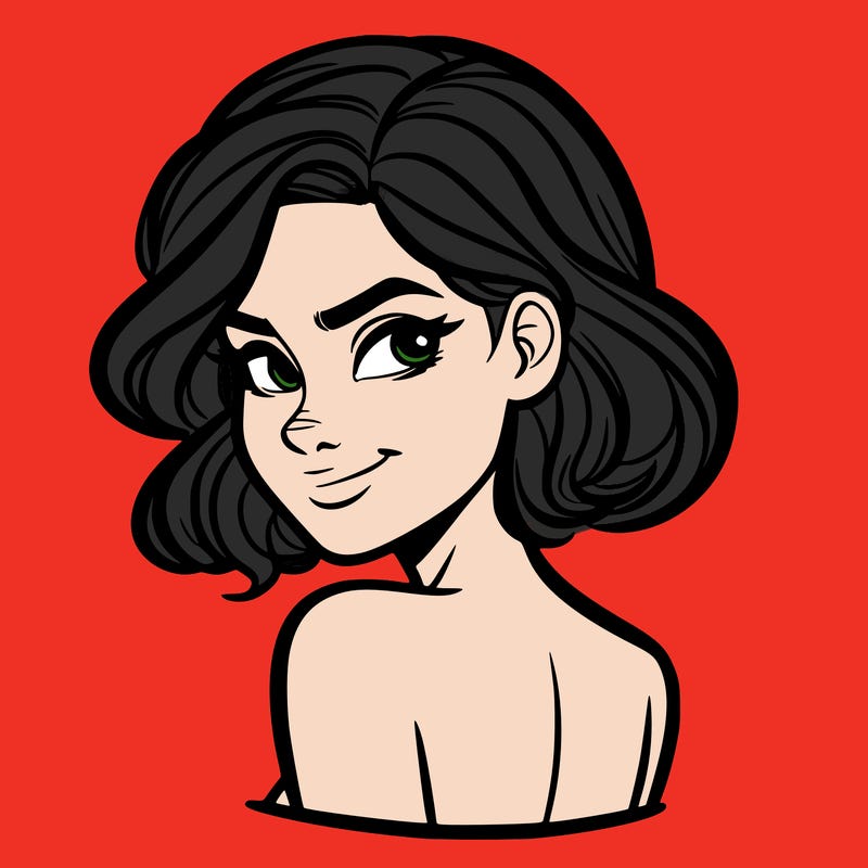 portrait of a woman looking over her shoulder smirking