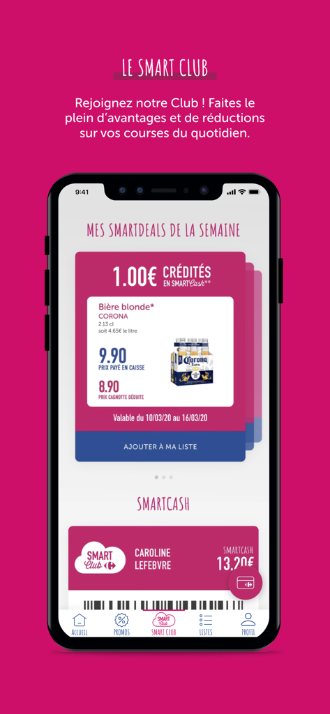 Carrefour Martinique - Carrefour Martinique app screen displaying SMART Club loyalty card and weekly promotional deals