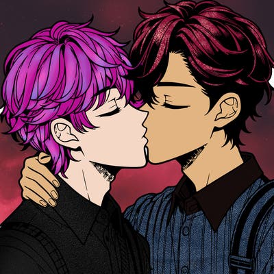 manga boys kissing each other