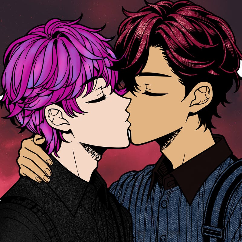 manga boys kissing each other