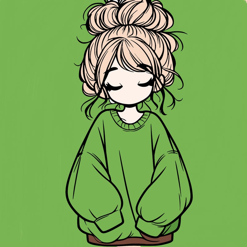 girl with baggy sweatshirt and messy bun