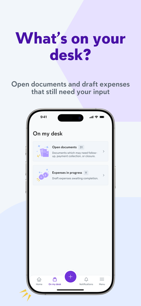 iCount - Business Management - iCount app dashboard showing open documents and expenses in progress
