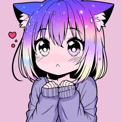 shy anime catgirl