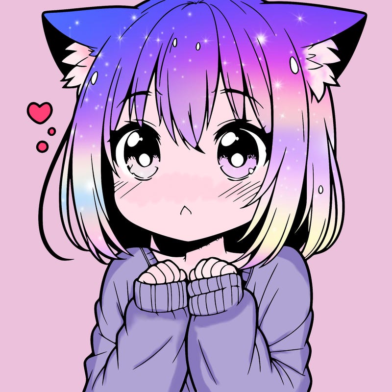 shy anime catgirl