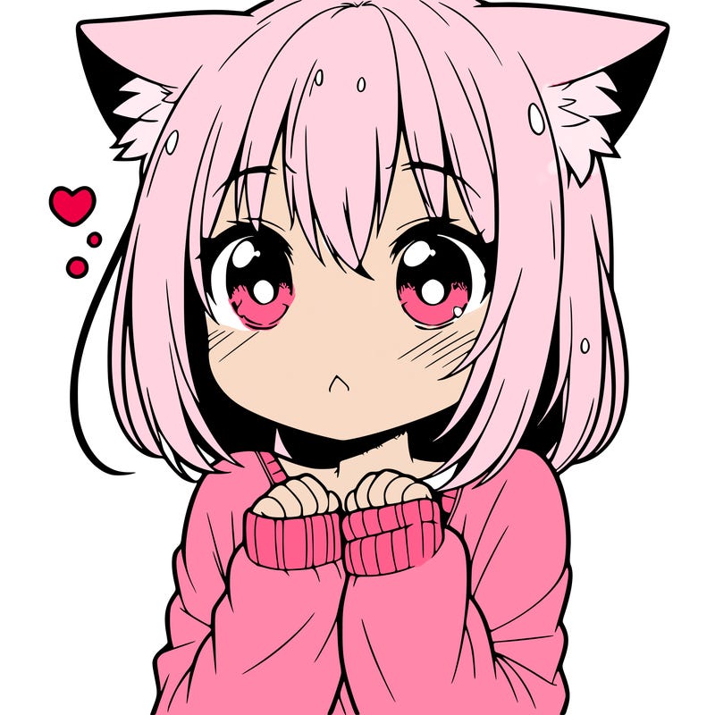 shy anime catgirl