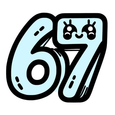 the numbers 67