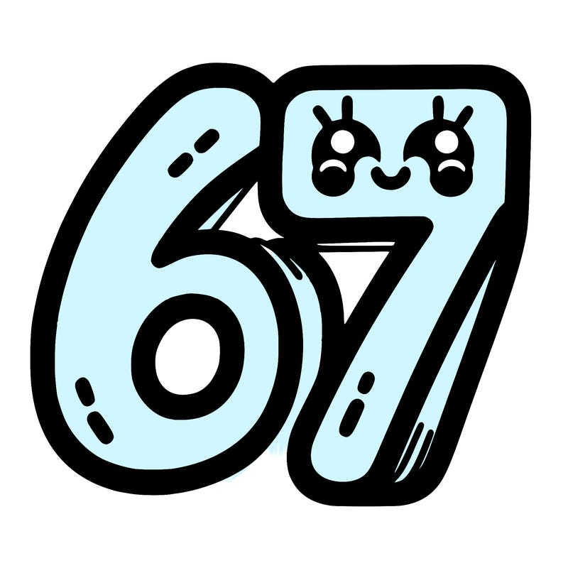 the numbers 67
