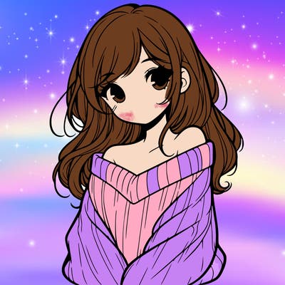 shy pretty girl wearing a sweater that is falling off one shoulder portrait