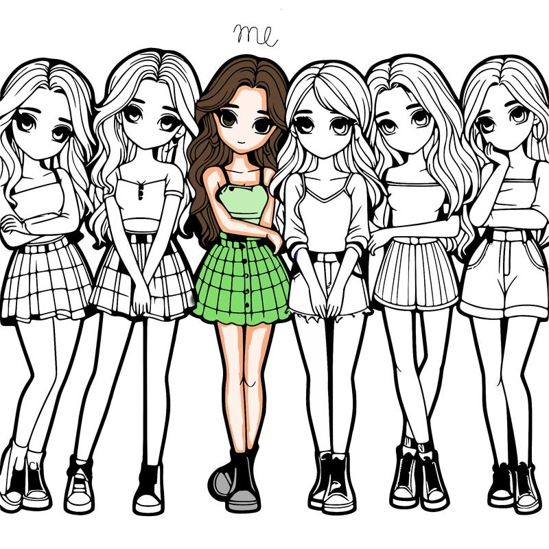 a group of girls realistic