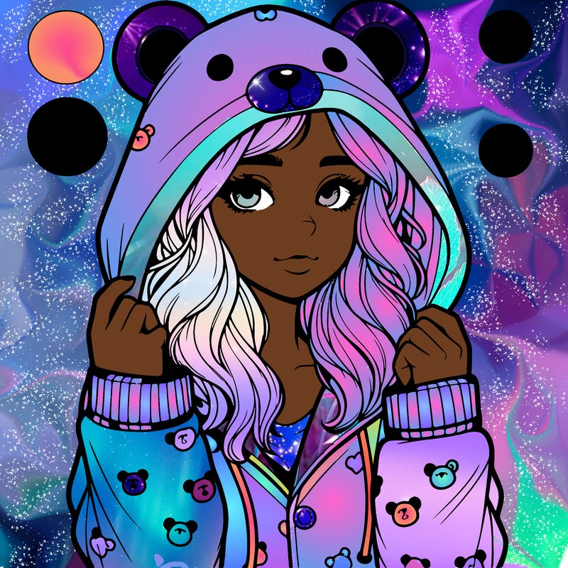 realistic girl in a animal pjs hoodie