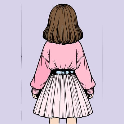 realistic girl with skirt