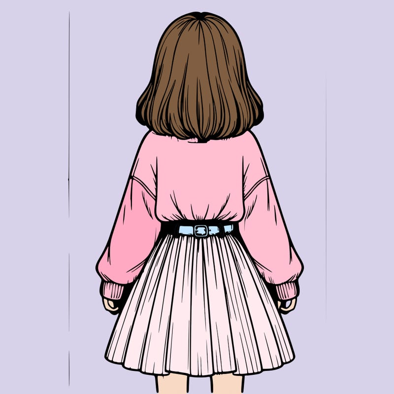 realistic girl with skirt