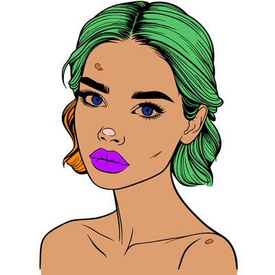 a fashion model with skin marks on her face realistic