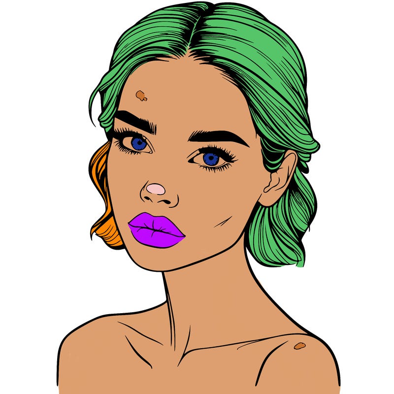 a fashion model with skin marks on her face realistic