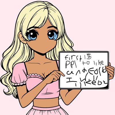 realistic pretty girl holding blank sign